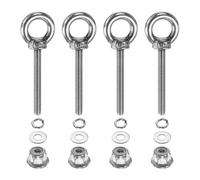 PATIKIL 4 Pcs M3 x 25mm Boulon À Œil À Épaulement 304 Pour Harnais | Anneau De Levage Boulon À Œil Fileté Avec Écrous À Collerette Rondelles Plates Et Ressorts, Acier Inoxydable