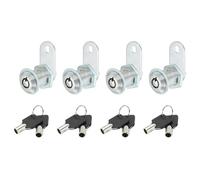 PATIKIL 4 Pcs Verrou de Meuble avec Clé 1" (25mm) en Alliage de Zinc Chromé | Verrou de Cylindre de Serrure à Came à Clé, Verrous de Tiroir à Came Amovible pour Portes de Tiroir de Meuble