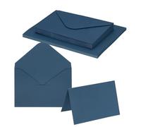 PATIKIL 4 X 6" Cartes De Vœux Vierges Et Enveloppes, 20 Ensembles Cartes Pliantes Et Enveloppes Carton Épais 250g Pour DIY Invitations Mariage Anniversaire Fête, Bleu Marine Foncé