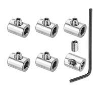 PATIKIL 4mm Trou Fil Corde Agrafes Ensemble, 6 pcs 304 Inox Acier Simple Trous Verrouillage Câble Pinces Agrafe avec M4 Hexagone Vis Clé pour Câble Raccords, Argent