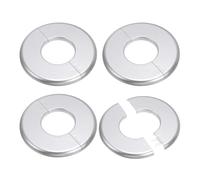PATIKIL 4Pcs Wall Split Flange 1.73"/44mm Silver | ABS Round Self-Adhesive Escutcheon Plate Cover Buckle Pour Water Pipe Faucet Decoration