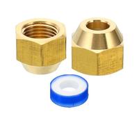 PATIKIL 5/16 SAE Écrou Évasé en Laiton, 2 Pcs 45 Degrés Raccord de Tube Évasé en Cuivre, Capuchon de Raccord de Tuyau en Laiton avec Ruban Adhésif pour Conduite de Gaz d'Eau, Brillant