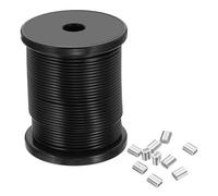 PATIKIL 5/64" Câble En Acier, 98 Pi 304 Câble En Acier Inoxydable Brillant Câble En Acier Gainé De Vinyle Avec 25pcs Manchons De Raccordement Pour suspendu De Lumières Cordes À Linge