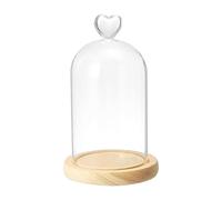 PATIKIL 5,9" x3,5 Verre Dôme Cloche avec En-bois Base Naturel | Clair Verre Cloche Pot Présentoir Coffret Table Pièce Maîtresse, pour LED luminaire, pour Plantes Maison décoratif