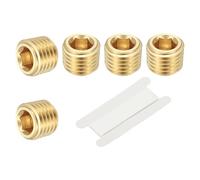 PATIKIL 5 Pcs 1/16" NPT Male Raccord De Tube À Hexagone Interne Avec Ruban | Kit Assortiment Raccord Bouchon De Tube En Laiton Tête À Filetage Fraisé Adaptateur De Raccord De Tube