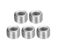 PATIKIL 5 Pcs Bouchon De Tuyau En Acier Inoxydable 304 M14 x 1.5 Male A Six Pans Creux Interne Raccord De Tuyau Hexagonal Pour Sceller Les Conduites D'eau D'huile Et De Gaz, Argent