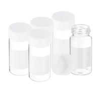PATIKIL 5 pièces Petits flacons à échantillons en verre 20ml pour réactifs | avec couvercles, flacons en verre transparent avec bouchons à vis blancs, mini bouteilles scellées étanches