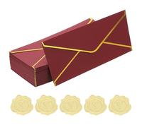 PATIKIL 50Pcs #10 150GSM Jolis Enveloppes 4.1 x 9.5" Bourgogne Dorée | d'Affaires, Enveloppes Autoadhésives Taille Standard, avec Bordure et Autocollants, pour Cartes de Noël et Mariage