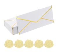 PATIKIL 50Pcs #10 150GSM Jolis Enveloppes Professionnelles 4.1 x 9.5" Blanc | Enveloppes Autoadhésives Taille Standard Lettre avec Bordure Dorée et Autocollants de Noël et Mariage