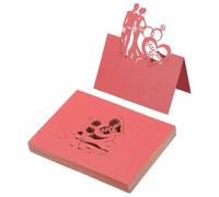 PATIKIL 50Pcs Cartes De Place De Mariage Cartes De Table Rouge Nacré | Laser Découpées En Creux, Cartes De Nom En Forme De Tente Pliantes Pour Table Buffet Réception De Mariage