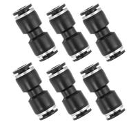 PATIKIL 6 Pcs Raccord Droit À Pression Pour Connexion Pour Tuyau D'air Noir | Réducteur De Tube 3/16" x 1/4" OD, Adaptateur Rapide À Verrouillage Par Pression
