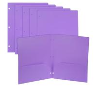 PATIKIL 6 Pochettes Plastique À Deux Poches, Perforées Pour 3 Anneaux, Durable Et Résistante, Pochettes De Classement Format Lettre Avec Fente Pour Carte De Visite, Violet