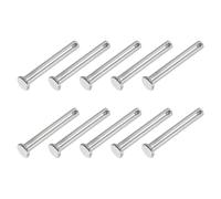 PATIKIL 6 x 45 mm Broches à œil unique, 10 pièces en acier inoxydable 304 à tête plate pour système de verrouillage de broche d'attelage, charnières, argent