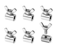 PATIKIL 6mm Trou Fil Corde Agrafes, 6pcs 304 Inox Acier Simple Trou Main Tordu Fil Pinces Attaches Vis pour Acier Fil, Argent