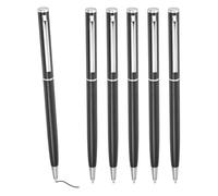 PATIKIL 6Pcs Stylo Bille Métallique Encre Noire 1mm Pointe Moyenne Noir | Fin, Stylo Rétractable Léger Écriture Fluide Avec Porte-Mines Métallique Pour Bureau Mariage Livre D'Or