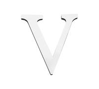 PATIKIL 7.87 Pouces 3D Acrylique Alphabet Miroir Autocollants Muraux Lettre V Autocollant Décoration Maison Lettre Signe Art Autocollant Décalque pour DIY Décoration Maison Argent
