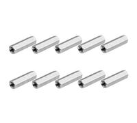PATIKIL 8#-32 UNC 304 Ecrous De Raccordement Hexagonaux En Acier Inoxydable 10 Pcs 25.4mm / 1" Longueur Filetage Complet Raccordement Tige Boulon Connecteur Fixations Ton Argenté