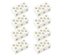 PATIKIL 8 pièces 3 Blocs de jonction en céramique à 3 voies 18x16x34mm | Connecteurs en céramique en porcelaine haute température bidirectionnels à 8 trous, pour câbles électriques de lampe