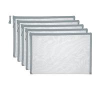 PATIKIL A4 Pochettes À Filet Fermeture Éclair, 5 PCS Pochettes À Filet Fermeture Éclair Poche Rangement Plastique Pour Organiser Fichiers Perles Fournitures Bureau Maison, 34x24cm, Gris