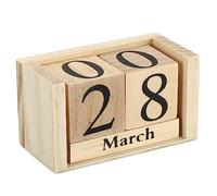 PATIKIL Ancien Bois Bloc Perpétuel Calendrier, Réutilisable Bois Mois Date Affichage Blocs pour Bureau Table Maison Décoration Style 4, Marron