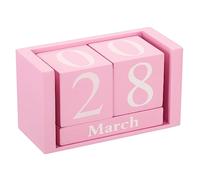 PATIKIL Ancien Bois Bloc Perpétuel Calendrier, Réutilisable Bois Mois Date Affichage Blocs pour Bureau Table Maison Décoration Style 2, Rose
