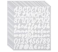 PATIKIL Autocollants de Lettres et de Chiffres Alphabétiques, 6 Feuilles d'Autocollants Adhésifs en Vinyle Cursif DIY pour Boîte aux Lettres, Fenêtre de Bureau, Blanc