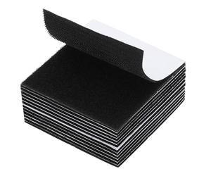 PATIKIL Bandes de Crochet et Boucle 4" x 4", 12 Paquets Carré Ruban Adhésif Double Face Forte Fixation Adhésive Collante pour Usage Domestique, Usage Intérieur & Extérieur, Noir