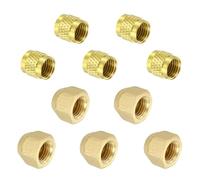 PATIKIL Bouchon de tube évasé femelle 1/4" 5 pièces Laiton | Bouchon de vanne HVAC 7/16"-20 UNF avec joint torique, cache de verrouillage frigorigène, adaptateur de gaz pour système HVAC