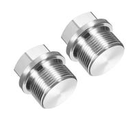 PATIKIL Bouchon Mâle M27 x 1.5 2 Pièces Bouchon De Vidange 304 Acier Inoxydable Métrique Hexagonal À Bride Raccord De Tuyau Solide Pour Joint Hydraulique