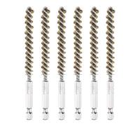 PATIKIL Brosse Alésage 9mm De Diamètre, 6Pcs Brosse Nettoyage Tuyau En Laiton À Fil Toronné Avec Tige Hexagonale 1/4 Pouce Pour Tubes, Ports, Roulements, Perceuse, Ton Laiton