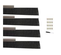 PATIKIL Brosse De Porte 2.76" Poils X 39.37" Longueur, 4 Ensembles Support En Alliage D'Aluminium En Forme De H Pour Joint De Porte assure Étanchéité Garage, Marron/Noir