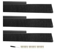 PATIKIL Brosse De Porte 3.94" Poils x 39.37" Long, 3 Sets Support En Alliage D'Aluminium En Forme De H Pour Joint De Porte Garage Étanchéité, Noir/Noir