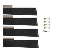 PATIKIL Brosse De Porte Avec Poils De 2.36" Et Longueur De 39.37", 4 Ensembles De Support En Alliage D'Aluminium En Forme De H Pour Joint De Porte, Garage, Étanchéité, Marron/Noir
