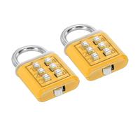 PATIKIL Cadenas à Combinaison à 6 Chiffres, Lot de 2 Cadenas à Mécanisme de Verrouillage à 3 Positions Par Bouton-Poussoir pour Sécurité Numérique pour Casier en Salle, Jaune
