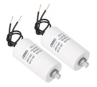 PATIKIL CBB60 Condensateur 12uF Condensateur de Démarrage, 2 Pcs AC 450V 2 fils 50/60Hz Fond Cylindrique avec M8 x 13mm Vis pour Machine à Laver, Moteur de Pompe à Eau, 68 x 35mm, Blanc