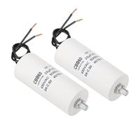 PATIKIL CBB60 Condensateur 25uF Condensateur de Démarrage, 2 Pcs AC 450V 2 fils 50/60Hz Fond Cylindrique avec M8 x 15mm Vis pour Machine à Laver, Moteur de Pompe à Eau, 95 x 40mm, Blanc