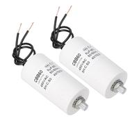 PATIKIL CBB60 Condensateur 8uF Condensateur de Démarrage, 2 Pcs AC 450V 2 fils 50/60Hz Fond Cylindrique avec M8 x 13mm Vis pour Machine à Laver, Moteur de Pompe à Eau, 68 x 35mm, Blanc