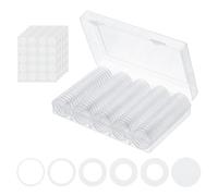 PATIKIL Change Pression Dents Support 100 Paquet Pièce Étui Rangement Rond avec Organiseur Boîte Convient 17/20/25/27/30mm Pièces Collection Fournitures, Blanc Mousse Joint