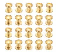 PATIKIL Chicago Screws, 20 Sets M4x4mm Laiton Polissage Rond Femelle Vis Chicago Vis Phillips Fixation Post Vis Rivets Pour Leather Belt Scrapbook Photo Albums, Or