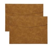 PATIKIL Dossier En Cuir PU Format A4, 2Pcs Porte-Documents Organisateur Classeur Enveloppe Avec Fermeture Par Bouton Pour Lettres Reçus, Marron