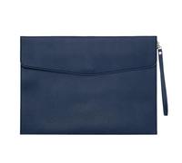 PATIKIL Dossier En Cuir PU Format A4, Porte-dossiers Organisateur Chemise Dossier Enveloppe Avec Fermeture Snap Pour Lettre Reçu Style 3, Bleu Marine
