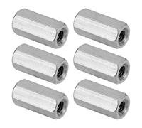 PATIKIL Ecrou Long M4 x 0.7 de Pas Écrou Hexagonal en Acier Inoxydable 304, 6Pcs 15mm/ 0.6" Longueur Raccords de Tige Filetés Grossiers, Écrous de Couplage, Ton Argent