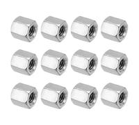 PATIKIL Ecrou Long M6 x 1 de Pas Écrou Hexagonal en Acier Inoxydable 304, 12Pcs 10mm/ 0.4" Longueur Raccords de Tige Filetés Grossiers, Écrous de Couplage, Ton Argent