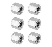 PATIKIL Ecrou Long M6 x 1 de Pas Écrou Hexagonal en Acier Inoxydable 304, 6Pcs 12mm/ 0.5" Longueur Raccords de Tige Filetés Grossiers, Écrous de Couplage, Ton Argent