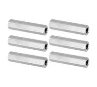 PATIKIL Ecrou Long M6 x 1 de Pas Écrou Hexagonal en Acier Inoxydable 304, 6Pcs 50mm/ 2" Longueur Raccords de Tige Filetés Grossiers, Écrous de Couplage, Ton Argent