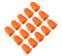 PATIKIL Embouts de doigts en caoutchouc, 15 Pack Protecteur de bout de doigt en silicone pour le pouce et les doigts, Protège-doigts pour le comptage au bureau,la couture, taille S, orange