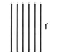 PATIKIL Extension Tige Filetée, 6 Ensembles 12" M10 x 1mm Filetage Fin Tuyau Lampe Avec Raccord Tuyau Lampe, Adaptateur Plafond Incliné Pour suspendu Éclairage Îlot Tiges Lustre, Noir