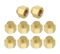 PATIKIL Femelle 1/4" Laiton Joint Bouchon, 10 Paquet SAE Flare Tube Raccord 45 Degré Hex Tuyau Raccords pour Climatisateur Réfrigération