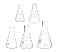 PATIKIL Fiole Erlenmeyer, 5 Pcs Fioles Graduées À Col Étroit 1000ml 500ml 250ml 150ml 50ml Verre Borosilicate Avec Graduation Imprimée Pour Expérience De Laboratoire Étude Scientifique