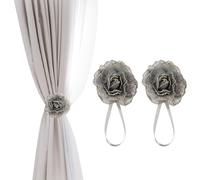 PATIKIL Flower Magnetic Curtain Tiebacks, 1 Paire De No Drill Decorative Drapery Curtain Holdbacks Rope Holder pour Home Office Cafe Balcony Decor, Gray